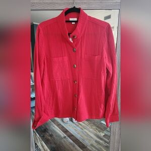 J.Jill Cotton-gauze Button-front Shirt Jacket